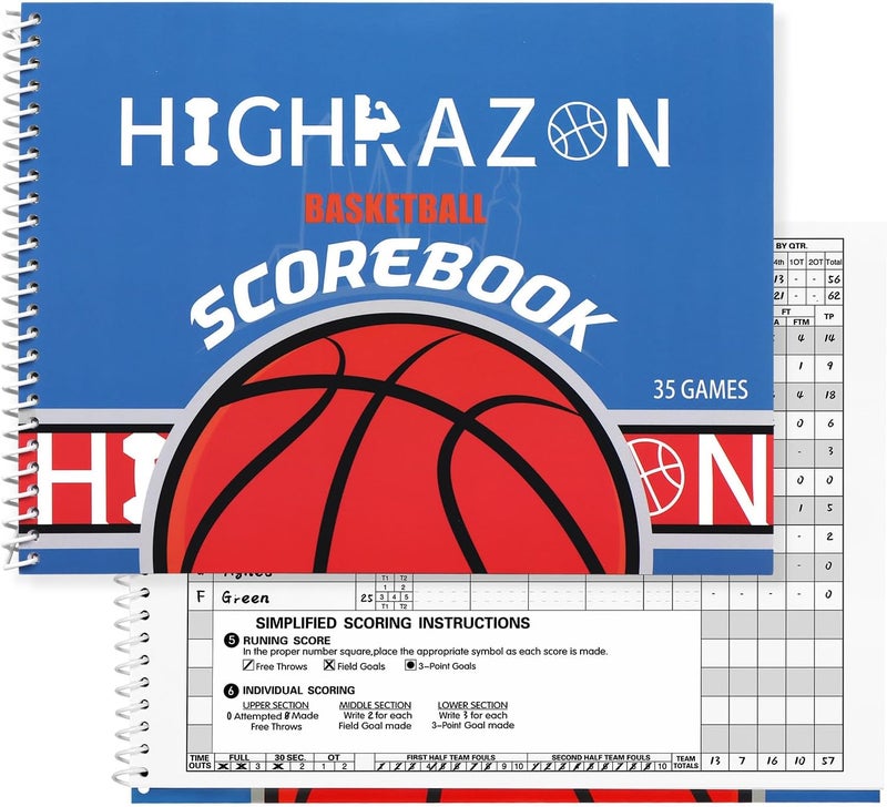 HIGHRAZON Basketball Scorebook 2025, 35 Games for Scorekeepers, 8.5" x 11" Score Keeping Book for Stats, Basketball Score Book for Adult, Youth, High School, Middle School, Little League - Image 1